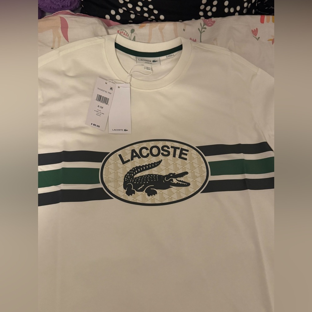 Lacoste Men's Tee - White with Green Accents